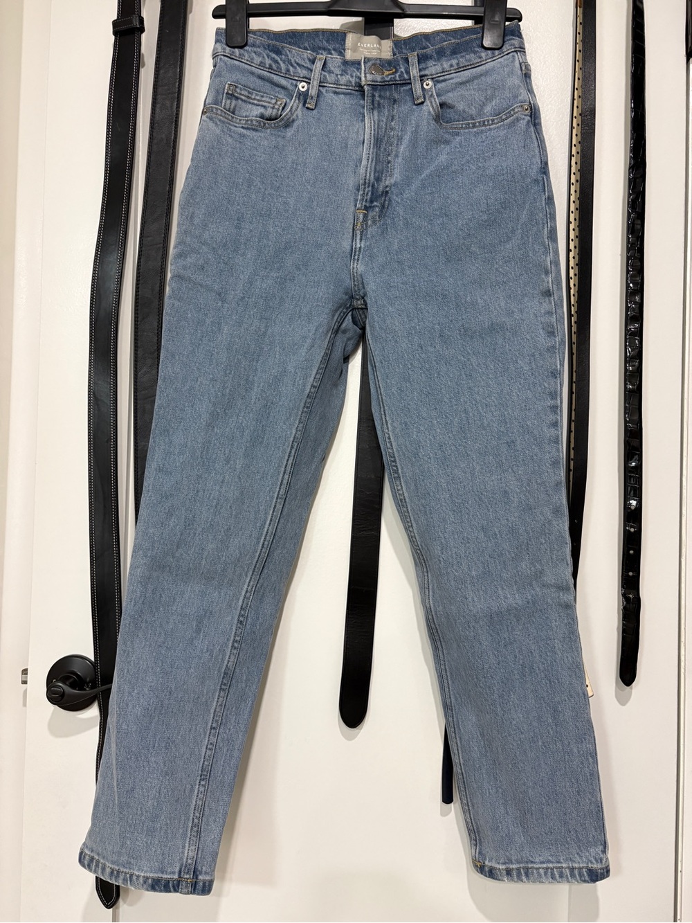 Everlane High-Rise Straight Jeans - Light Blue Denim